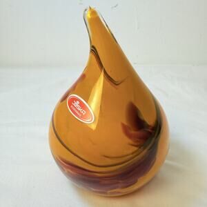 Joska Bodenmais Lighted Orange & Red Pointed Art Glass Ball Sculpture - Read